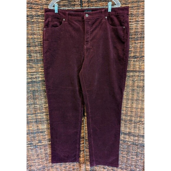 NWT Talbots Corduroy Straight Leg Pants Womens 16 Maroon High Waisted Rise Wine - Picture 1 of 8